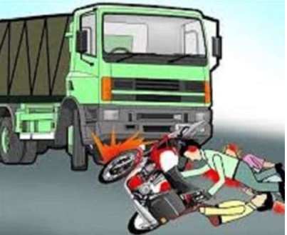 ट्रक की चपेट में आई बाइक,1 की मौत 1घायल