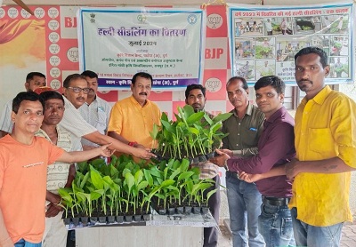 सांसद विजय बघेल ने कृषकों को वितरित की पौधे