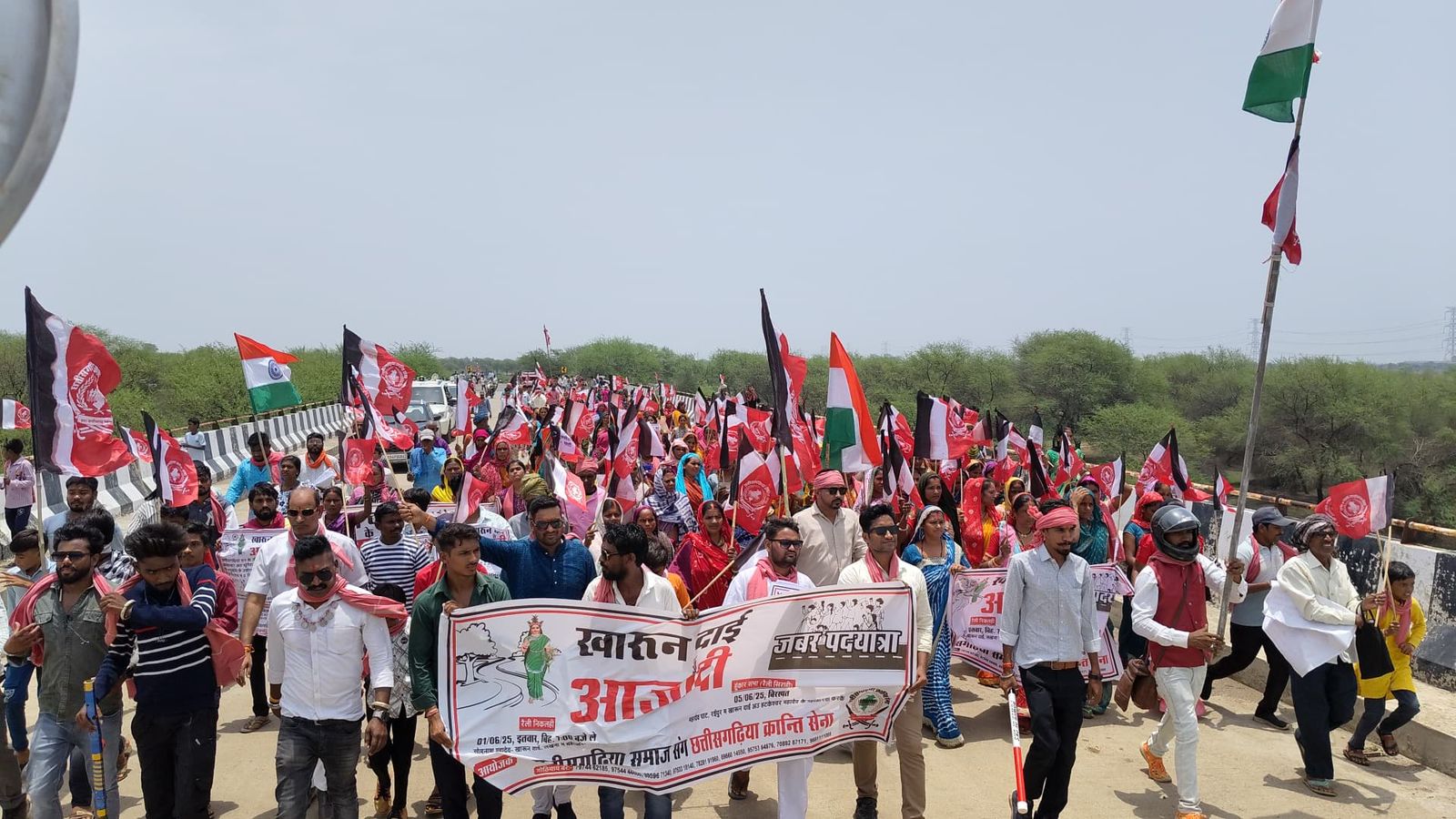 खारुन आजादी पदयात्रा सोमनाथ घाट से प्रारंभ 