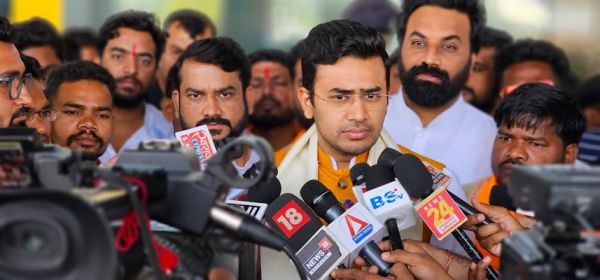 भाजयुमो राष्ट्रीय अध्यक्ष तेजस्वी सूर्या पहुंचे छत्तीसगढ़