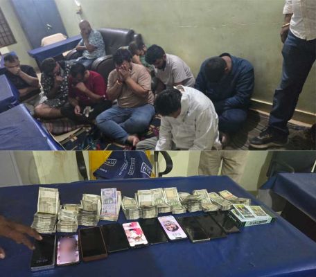 पुलिस की रेड में 9 जुआरी गिरफ्तार, पौने 7 लाख बरामद...