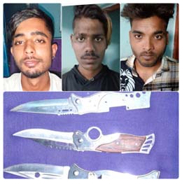 गणेश विसर्जन व झांकी के दौरान चाकू लेकर घुम रहे तीन आरोपियों के विरुद्ध आम्र्स एक्ट के तहत हुई कार्यवाही