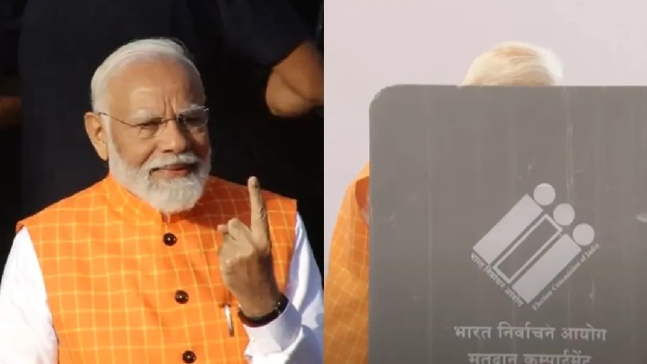  पीएम मोदी ने अहमदाबाद में की वोटिंग