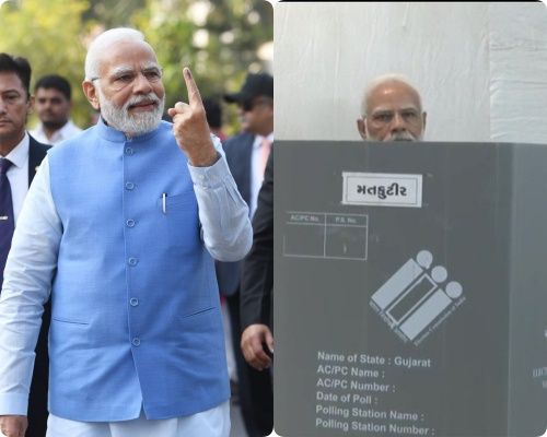 गुजरात में दूसरे चरण का मतदान शुरु, पीएम मोदी ने कतार में लगकर डाला वोट ...